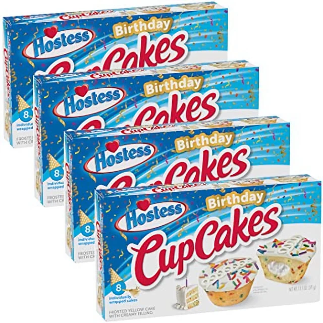 Tribeca Curations Anniversaire Cupcakes Par Hôtesse 387ml Boîte De 8 Paquet De 4