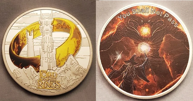 Lord of the Rings Gold & Silver Gold Coin Dragons Quest Myth Medal J R R Tolkien