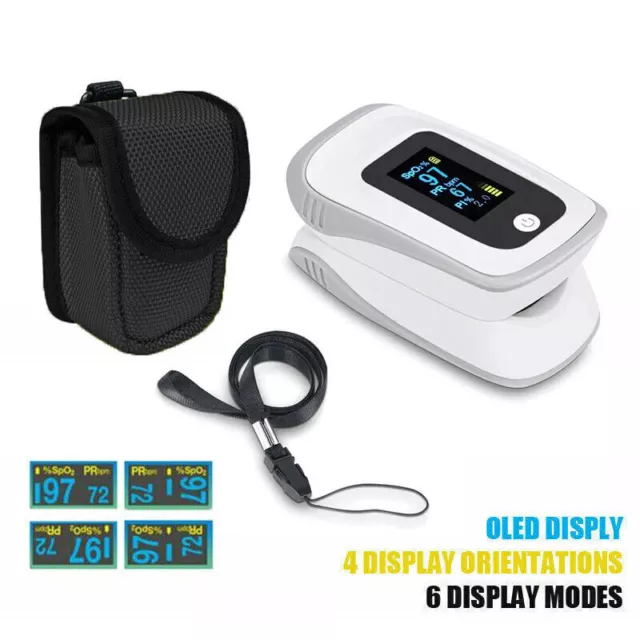 Fingertip Pulse Oximeter OLED Blood Oxygen Saturation Monitor with Carry Case