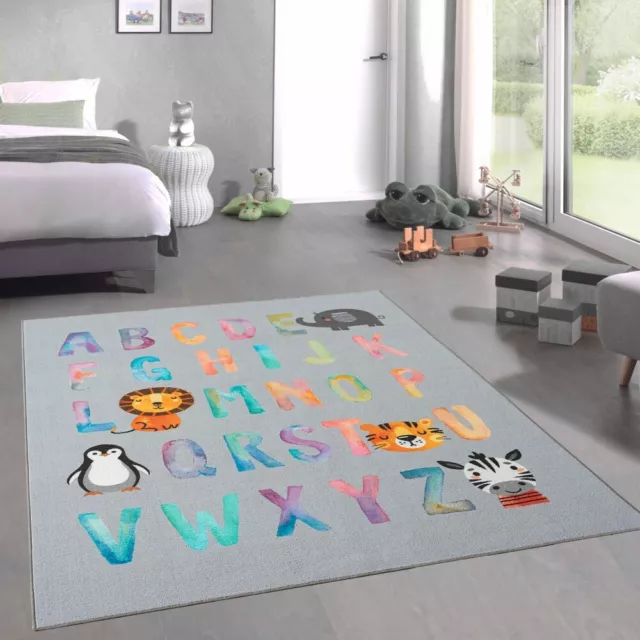 Alfombra de Aprendizaje ABC para Niños - león y pingüino colo