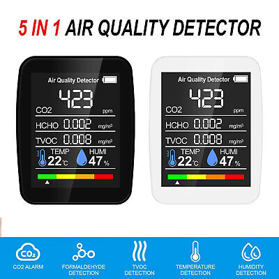 5 in 1 CO2 TVOC HCHO Rilevatore di qualità dell'aria Strumento tester di umidità della temperatura
