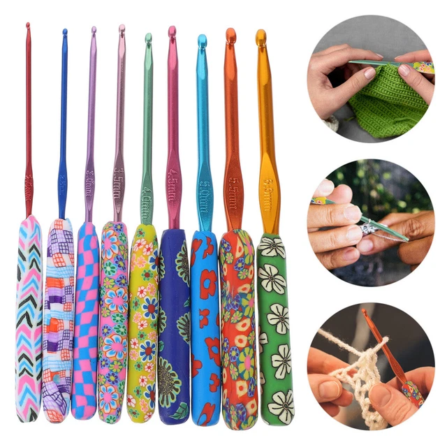 Set 9 Uncinetti Ergonomici 2-6 Mm Con Impugnatura Morbida In Silicone | Per Principianti Ed Esperti
