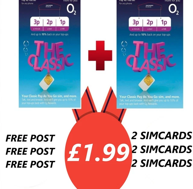 OFFICIAL O2 CLASSIC Pay As You Go SIM Card – Standard/ Micro/ Nano – UK ...