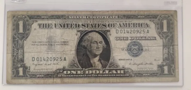 1957A One Dollar Well Circulated Silver Certificate Note - $1 what seen is it