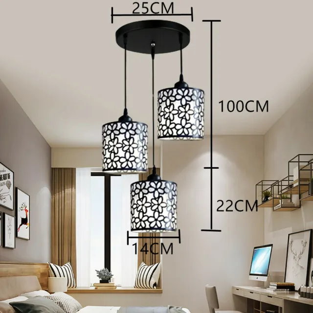 Modern  Ceiling Hanging Light Pendant Lamp Chandelier Dining Room Fixture 3-Head