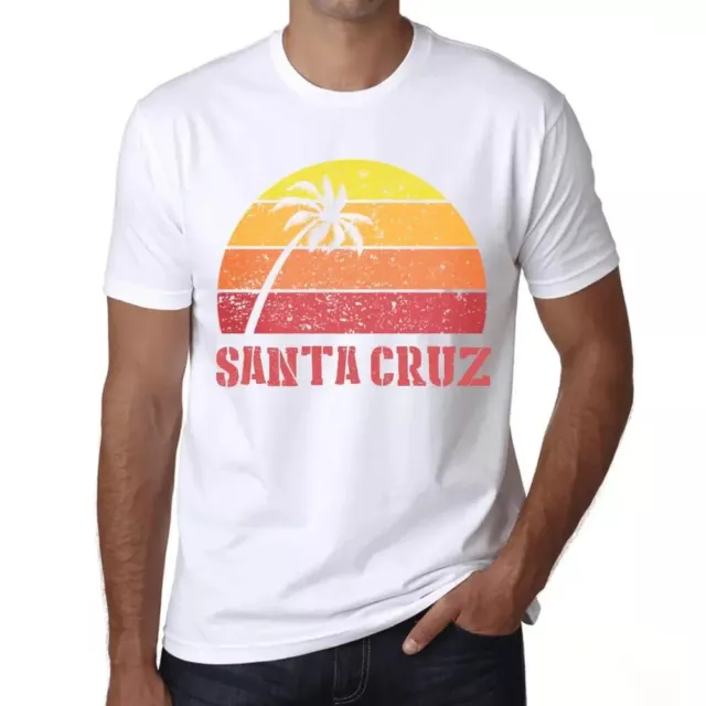 Camiseta Estampada para Hombre Palma, Playa, Puesta De Sol En Santa Cruz – Palm,