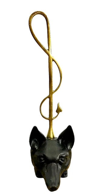 Vtg Cast Iron Brass Virginia Metalcrafters Fox Hunt Riding Crop Whip Doorstop