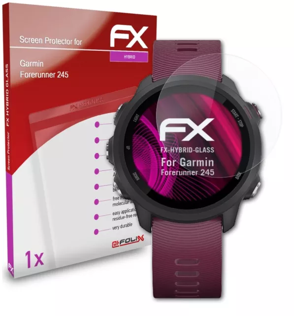 atFoliX Glasfolie für Garmin Forerunner 245 Panzerfolie 9H Schutzpanzer