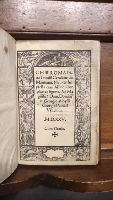Libro antico illustrato di chiromanzia. Rara edizione del '500 con Ex-libris 