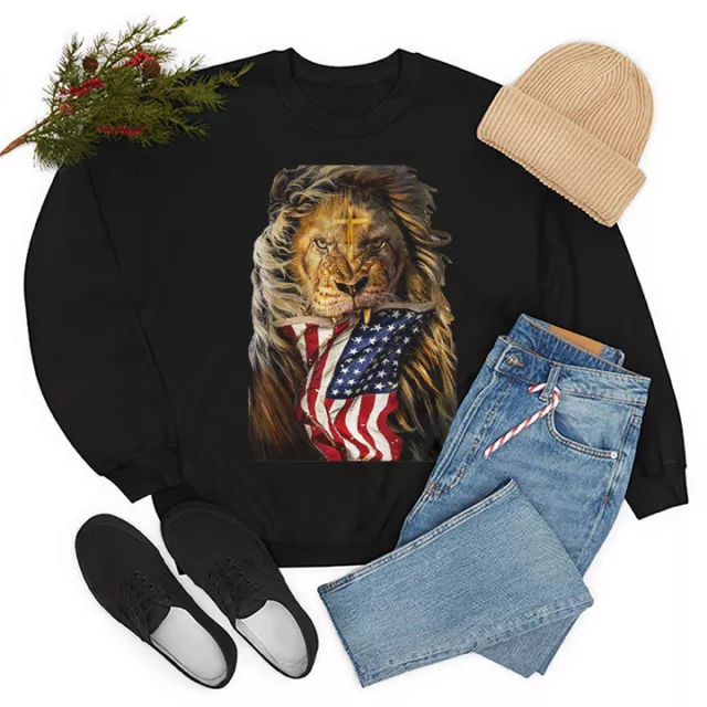 Lion of Judah with American Flag Sweatshirt