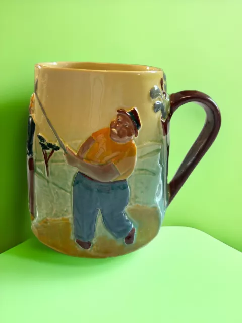 Diana Australian Studio Artist Pottery Ceramic Golfers Mug Kitsch