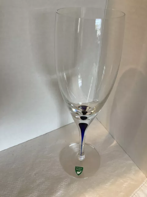 Orrefors Intermezzo Blue 8.75" Tall Wine Glass Champagne Flute Crystal Sweden