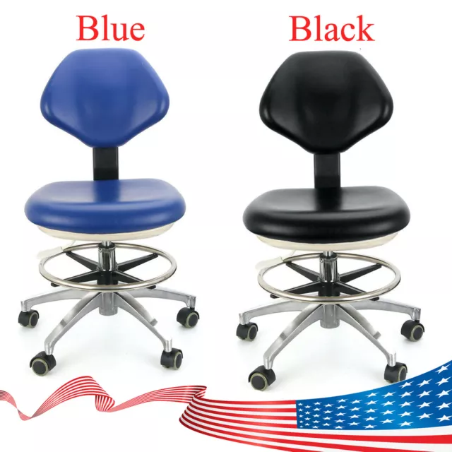 Dental Adjustable Hard Leather Chair Medical Mobile Nurse Assistant Stool Silla