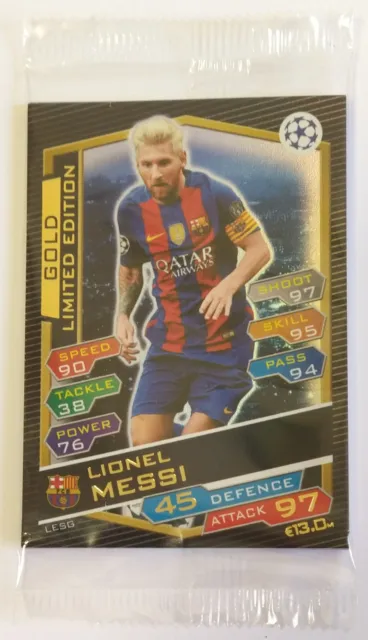 Match Attax Champions League 2016-2017 Messi Gold Limited + 5 Cards