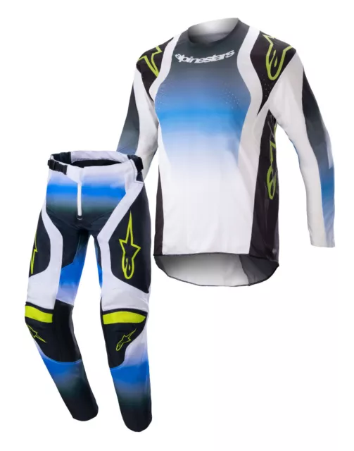 New Alpinestars 2023 Youth Racer Push Race Kit Suit Blue White Mx Motocross Kids