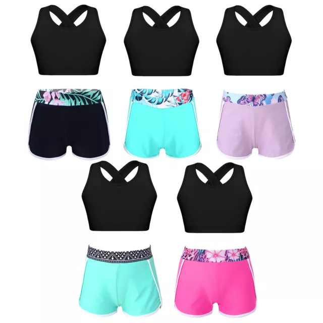 Kids Girls 2Pcs Swimwear Printed Kids Girls Crop Top With Shorts For Swimming