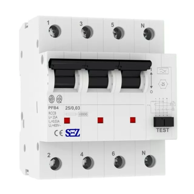 SEZ interrupteur FI 25A 30mA 4p 10kA RCCB 0090683 disjoncteur FI 5425