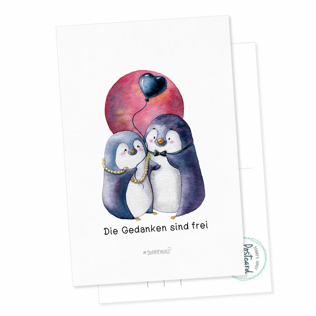 Postkarte Pinguin Nigel - Die Gedanken sind frei 39-postcard