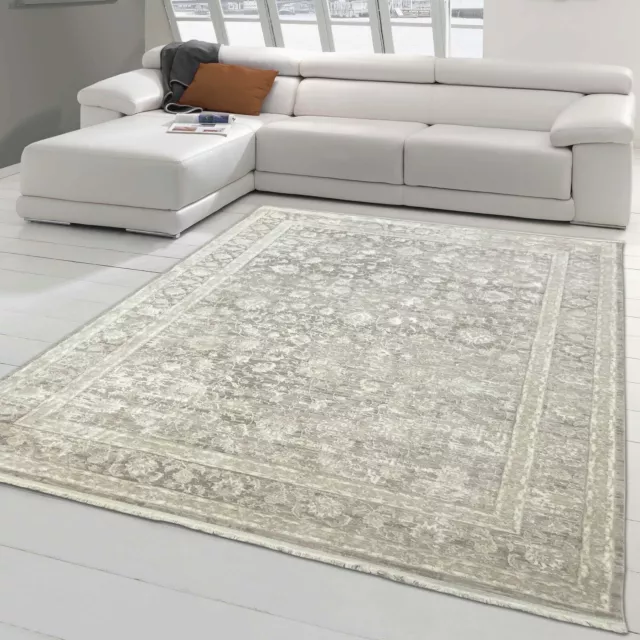 Alfombra de Salón con diseño de flores orientales | de fácil cuidado | crema