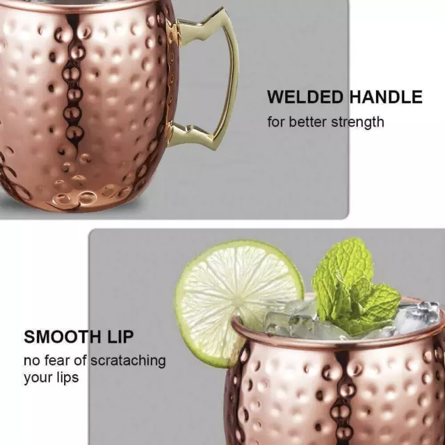 530 ML Moscow Mule Copper Mugs Hammered Pure Copper Cups Cocktail Copper Cups 2