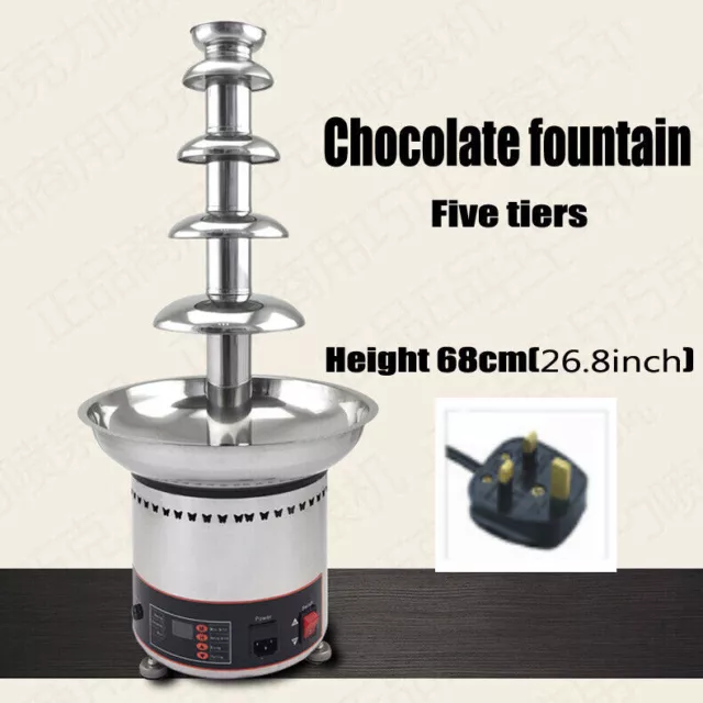 Commercial New Heating Chocolate Fountain Stainless Steel Machine Fondue 5 Tiers
