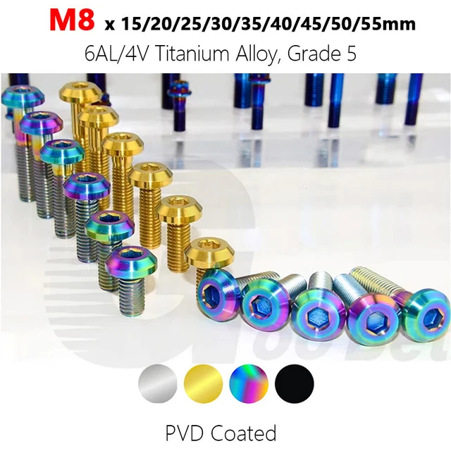 M8 Titanium Brake Disc Bolt Allen Screw 15mm-40mm Grade 5 for Motorcycle Tuning