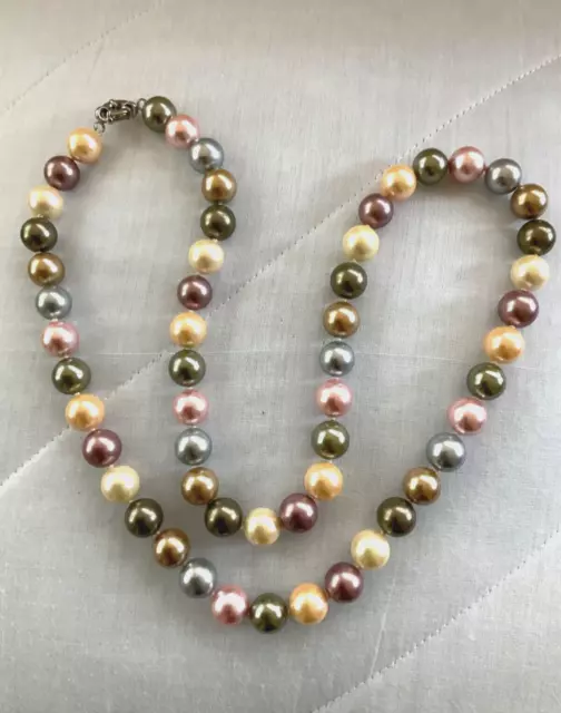 Multi Color Majorica Pearl Necklace - 30” long-10mm Pearl- Reduced