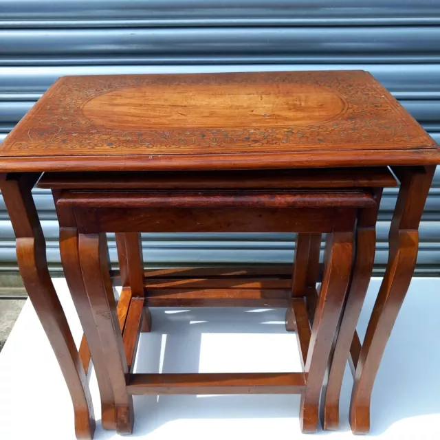 Beautiful Inlaid Nest Of Tables Vintage Retro