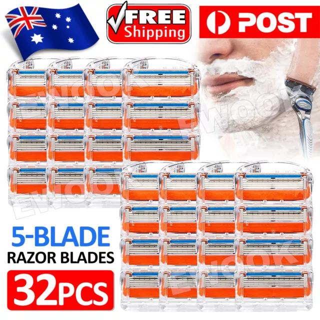 32x Replacement Fusion Razor Blades Shaving 5 Blades Trimmer Refill AU Stock