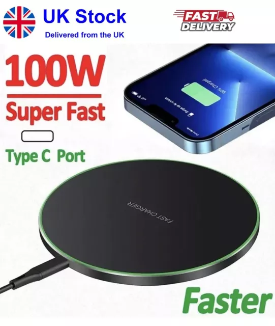 100W fast Wireless Charger Charging Pad for Apple iPhone & Samsung & Universal