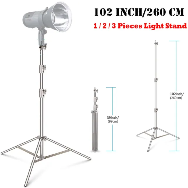 Neewer 1/2/3 Pieces Light Stand 260cm Stainless Steel Heavy Duty Lighting Stand