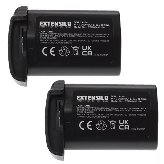 2x Akku Batterie 2600mAh für Canon LP-E4, LP-E4N