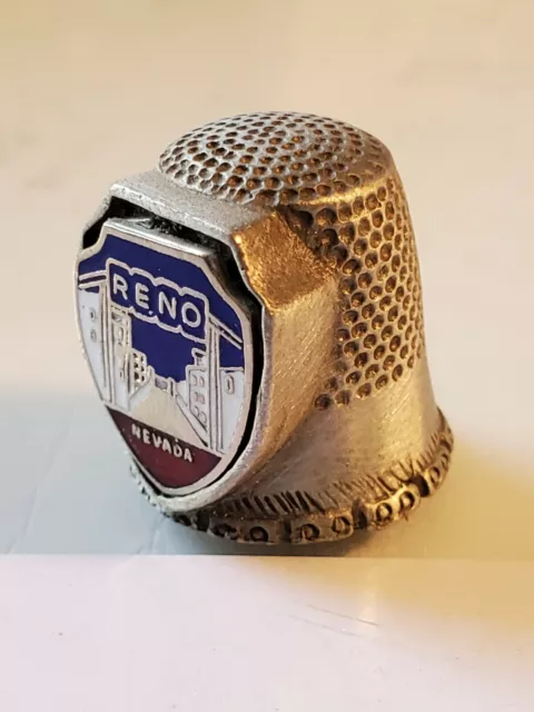 Vintage Pewter Thimble Reno Nevada heavy mint condition box6