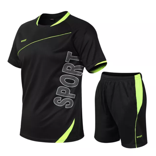 Herren Casual Trainingsanzug Kurzarm Joggen Sport T-Shirts Shorts 2-teiliges Set