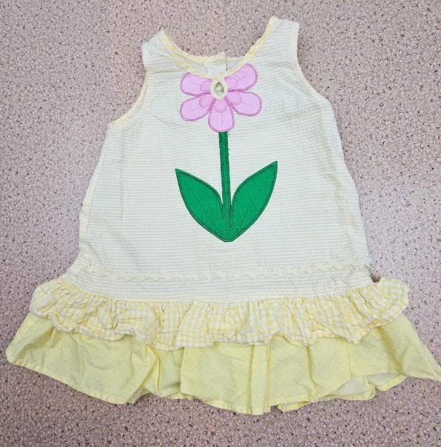 Toffee Apple Toddler Girls Dress 2T Yellow Applique Flower Ruffles