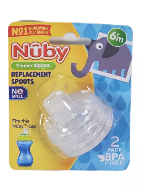 Nuby Trainer Sipeez Replacement Spouts 2 Pack No-Spill Soft Silicone