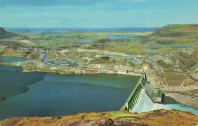 Postcard Aerial View Grand Coulee Dam Washington Columbia River