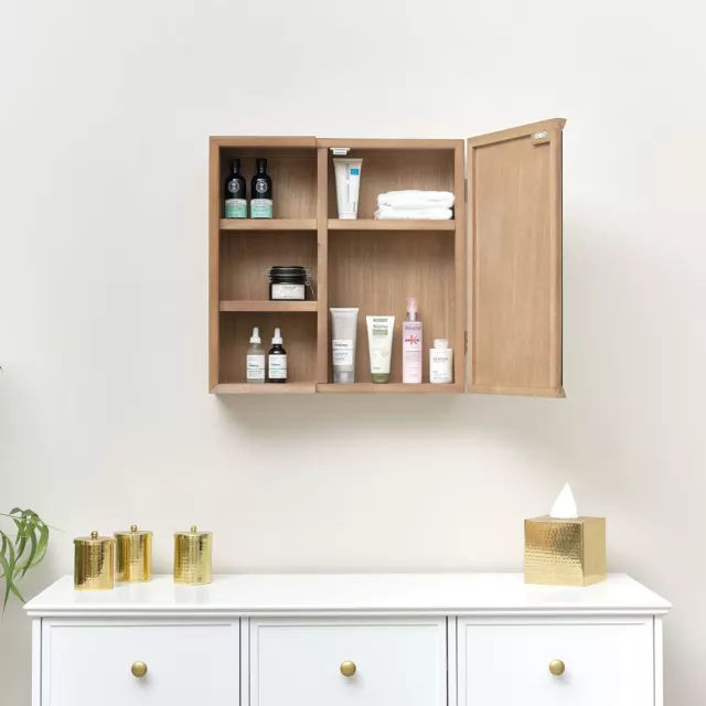 Wooden Open Shelved Mirrored Wall Cabinet 53cm x 53cm bathroom storage 2