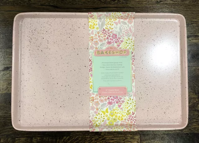 THE BAKESHOP PINK 17 INCH COOKIE SHEET NEW NON STICK SHABBY