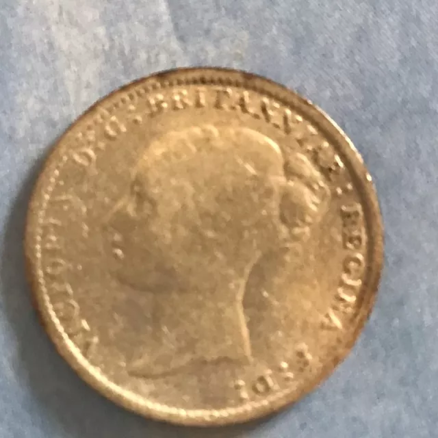 Victoria Three pence 1887 Young Head About Fine Condition