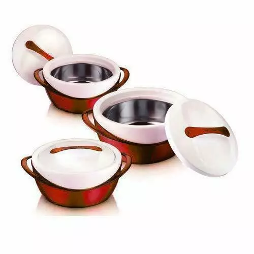 Opaco Casseroles Acciaio Inox Interno Corpo Mantiene Cibo Caldo Set Di 3 Rosso