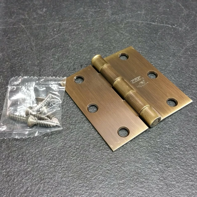 NEW - STANLEY National 3” Square Hinge Antique Brass WITH SCREWS  #002300