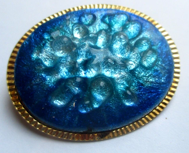 Broche Ancienne Vintage Couleur Or - Cabochon De Verre Bleu Saphir - Bijou Rétro - Référence *4870