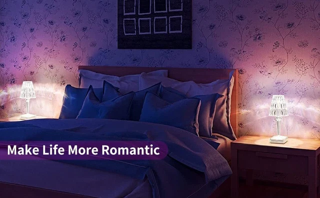 Lampada Da Tavolo Led Ricaricabile Cristallo Poldina Batteria Touch 3 Colori 5