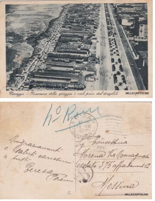 # Viareggio: Panorama Della Spiaggia E Viali   Preso Dal Dirigibile   1929