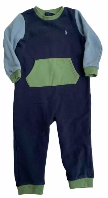 Ralph Lauren Baby Boys Navy Blue One Piece Coverall Outfit  - Size 24 Months