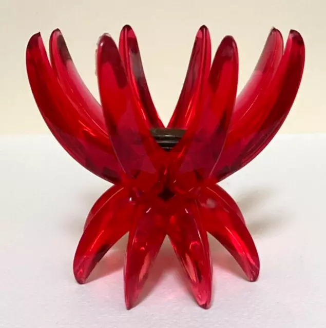 Vintage Red Mid Century Modern Candle Holder, Plastic + 2 Candles, New old stock