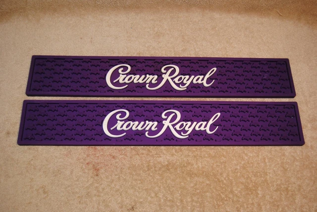 2 Crown Royal Heavy Duty Bar Rail Mats Purple with White Lettering Nice