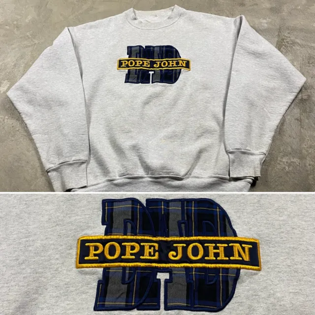 Vintage Pope John Sweatshirt Catholic School Dad 90s Embroidered L Men’s