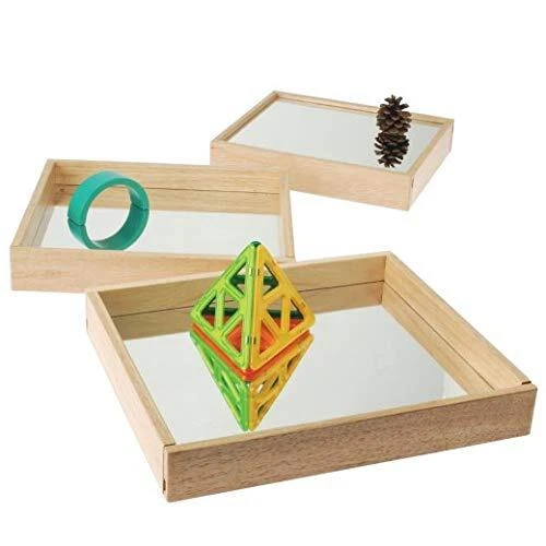 Constructive Playthings Wooden Double-Sided Reflective Observation Tray Natur...